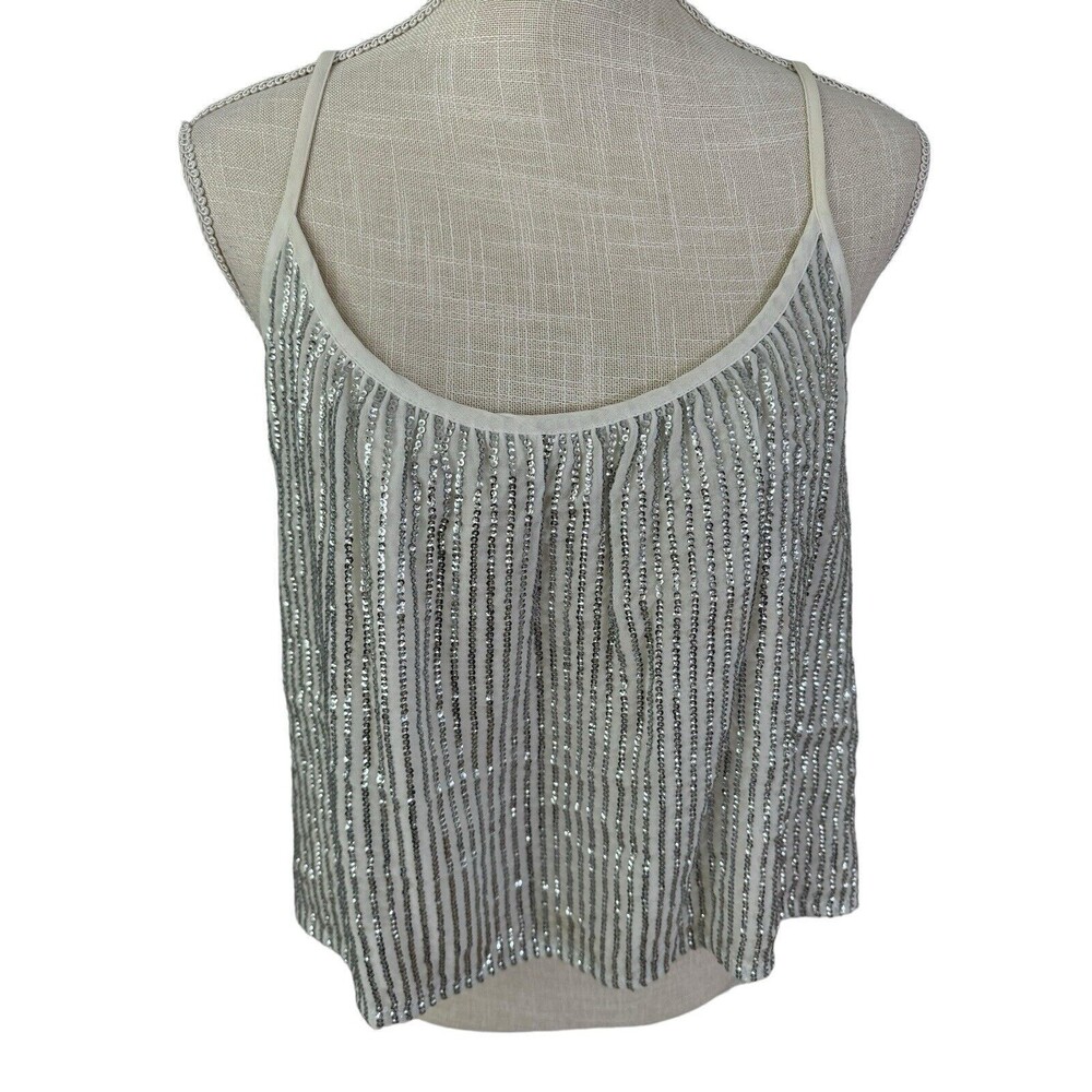AMUSE Society Sequin Sparkle Strappy Sleeveless‎ Blouse Party Size Small